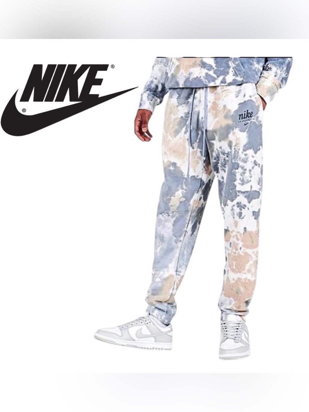 NIKE Sportswear Club Tie-Dye Fleece Joggers Blue Ashen Slate Size S NWOT